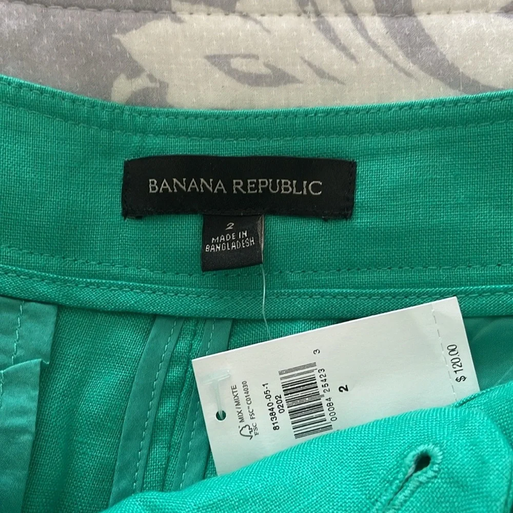 Banana Republic Linen Tailored Wide Leg High Rise Pants in Green Size 2 - Picture 5 of 9